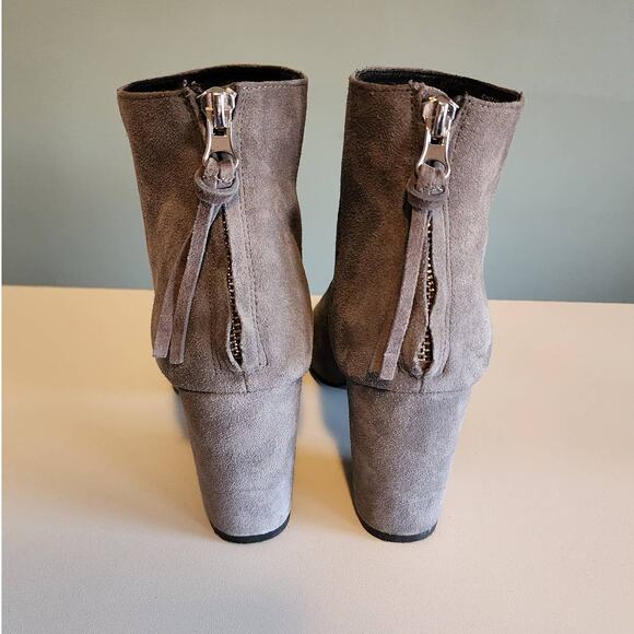 Steve Madden Cynthia Suede Heeled Zip Back Booties Gray Size 7 - Picture 3 of 6